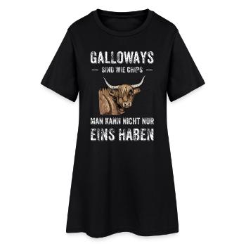 Galloways Humor: Eins ist genug - Frauen T-Shirt-Kleid - Schwarz - Vorne