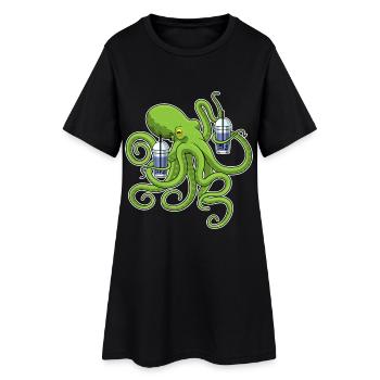 Thé Bulle Pieuvre - Robe T-shirt Femme - noir - Devant