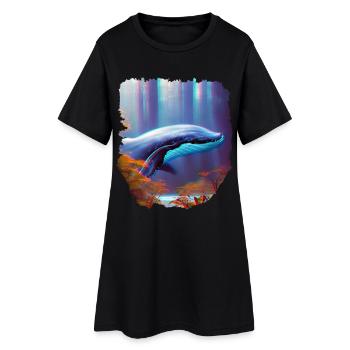 Surréalisme Art Baleine dans la forêt - Robe T-shirt Femme - noir - Devant