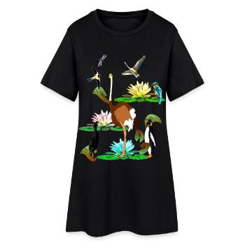 Welt der Vögel - Seerosen Schwabe Straus und Co. - Frauen T-Shirt-Kleid - Schwarz - Vorne