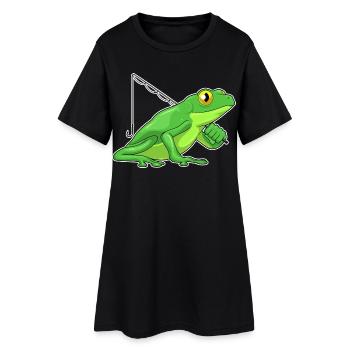 Canne à pêche Pêcheur Pêcheur Grenouille Canne à pêche - Robe T-shirt Femme - noir - Devant