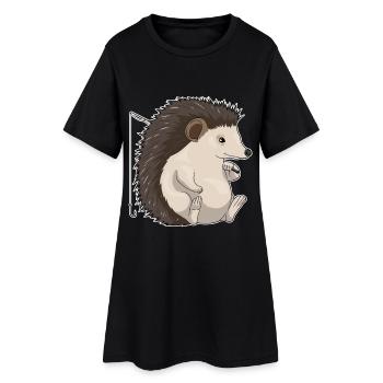Canne à pêche Pêcheur hérisson Canne à pêche - Robe T-shirt Femme - noir - Devant