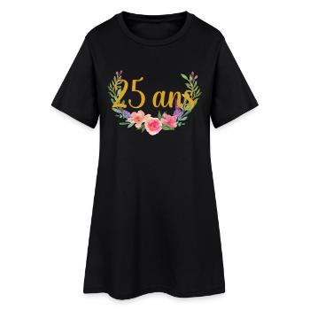 fleurs anniversaire 25ans - Robe T-shirt Femme - noir - Devant