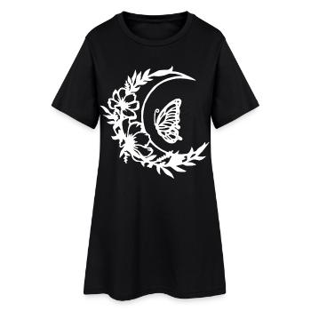 Moon flowers (white) - Women’s T-Shirt Dress - black - Front