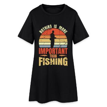 Nothing is more important than fishing - Women’s T-Shirt Dress - black - Front