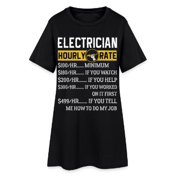 Électricien Cadeaux Électricien Taux horaire - Robe T-shirt Femme - noir - Devant