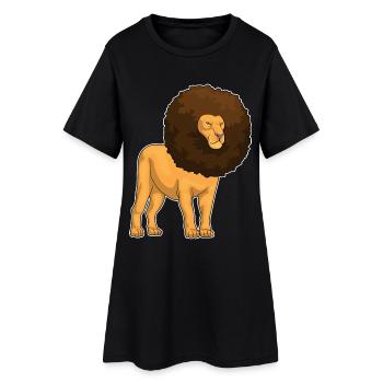 Coiffure Lion Afro - Robe T-shirt Femme - noir - Devant