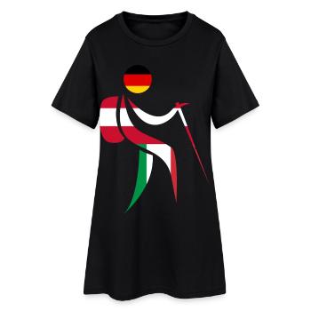 Alpenüberquerung E5 Wandern - Frauen T-Shirt-Kleid - Schwarz - Vorne