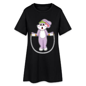Bunny Jumping Rope Skipping Rope Fitness - Women’s T-Shirt Dress - black - Front