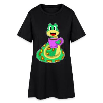 Schlange Tasse Kaffee - Frauen T-Shirt-Kleid - Schwarz - Vorne