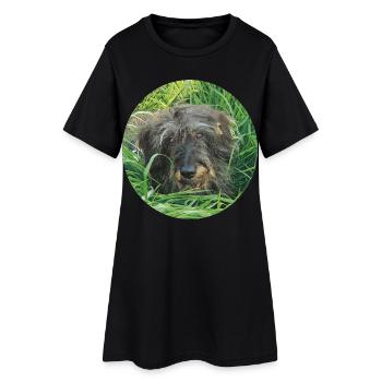 Cute wire-haired dachshund lifelike - dachshund - Women’s T-Shirt Dress - black - Front