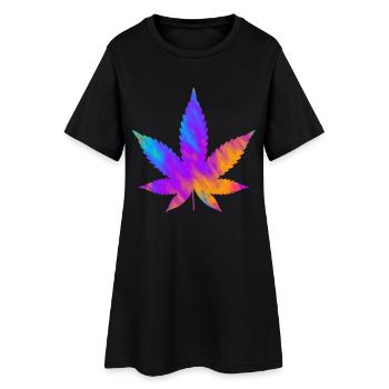 Feuille de cannabis | Feuille de chanvre colorée - Robe T-shirt Femme - noir - Devant