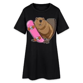 Beaver Skater Skateboard - Robe T-shirt Femme - noir - Devant