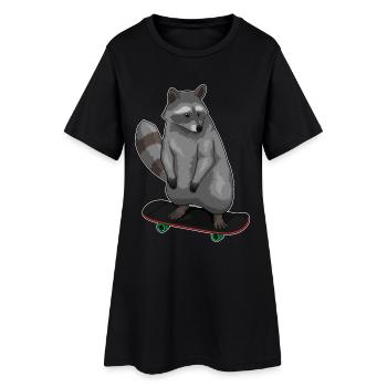 Raccoon Skater Skateboard - Robe T-shirt Femme - noir - Devant