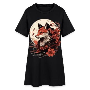 Fuchs Japan - Frauen T-Shirt-Kleid - Schwarz - Vorne
