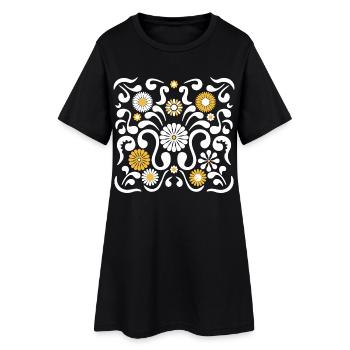 Blumenfest L weiß und gelb - Frauen T-Shirt-Kleid - Schwarz - Vorne