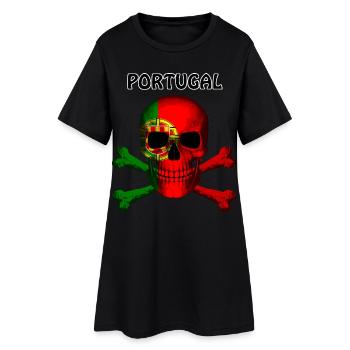 Crâne Jolly Roger Pirate Flag Portugal R6Z - Robe T-shirt Femme - noir - Devant