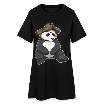 Chapeau de pirate panda - Robe T-shirt Femme - noir - Devant