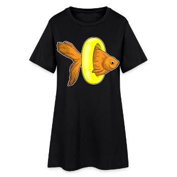 Goldfisch Schwimmen Schwimmring Sommer - Frauen T-Shirt-Kleid - Schwarz - Vorne