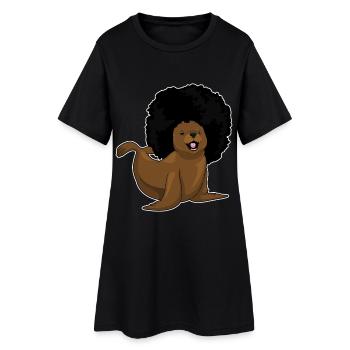 Coiffure afro Seal - Robe T-shirt Femme - noir - Devant