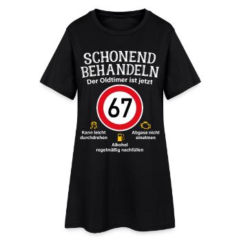 67. Geburtstag Schonend Behandeln Oldtimer Ist 67 - Frauen T-Shirt-Kleid - Schwarz - Vorne