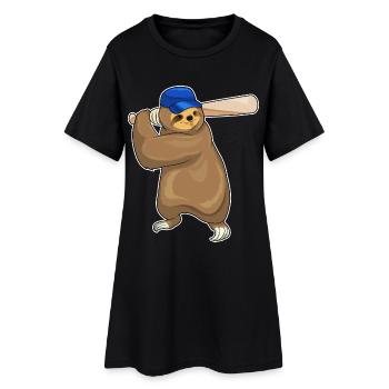 Sloth Baseball Baseball Bats - Women’s T-Shirt Dress - black - Front
