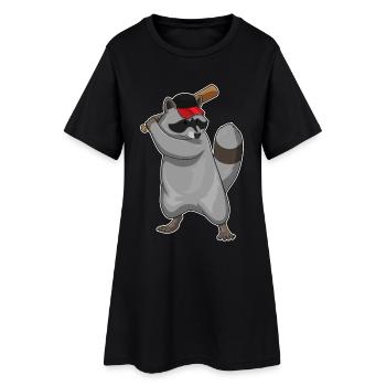 raccoon baseball baseball bat - Women’s T-Shirt Dress - black - Front