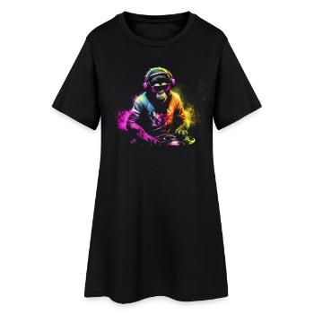 DJ singe avec écouteurs et lunettes de soleil cadeau - Robe T-shirt Femme - noir - Devant
