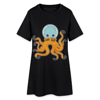 Octopus Astronaut Space - Women’s T-Shirt Dress - black - Front