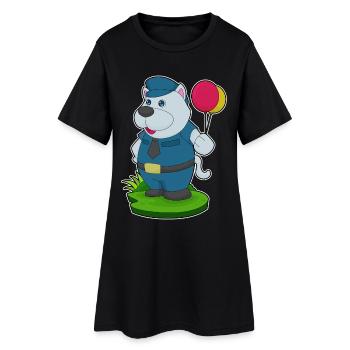 Hund Polizist Luftballon Polizei - Frauen T-Shirt-Kleid - Schwarz - Vorne