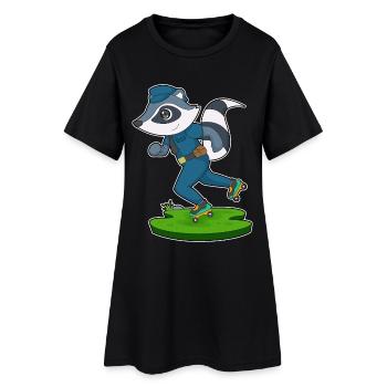 Waschbär Polizist Rollschuhe Polizei - Frauen T-Shirt-Kleid - Schwarz - Vorne