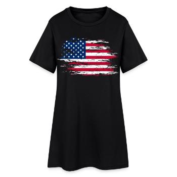USA flag used - Women’s T-Shirt Dress - black - Front
