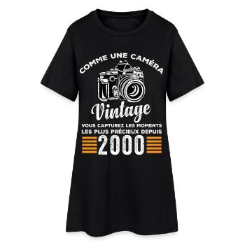 Caméra vintage 2000 cadeau anniversaire humour - Robe T-shirt Femme - noir - Devant