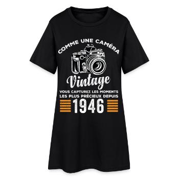 Caméra vintage 1946 cadeau anniversaire humour - Robe T-shirt Femme - noir - Devant