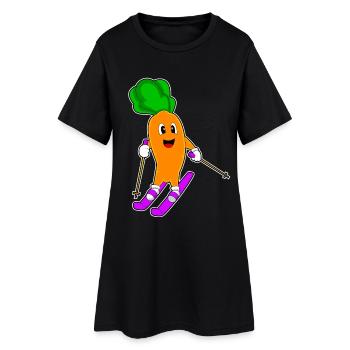 Karotte Skifahrer Ski - Frauen T-Shirt-Kleid - Schwarz - Vorne