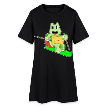Schildkröte Skifahrer Ski - Frauen T-Shirt-Kleid - Schwarz - Vorne