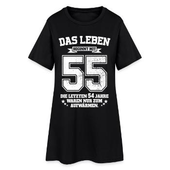 55. Geburtstag Geschenk Das Leben Beginnt Mit 55 - Frauen T-Shirt-Kleid - Schwarz - Vorne