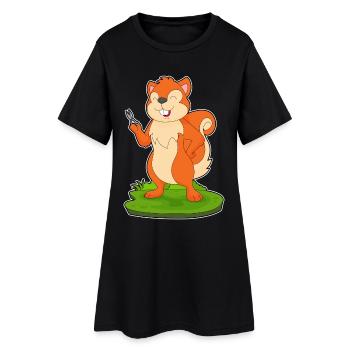 Écureuil Coiffeur Ciseaux - Robe T-shirt Femme - noir - Devant