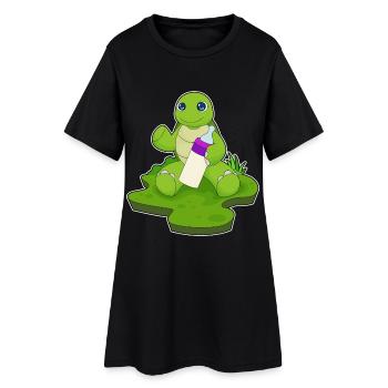 Schildkröte Babyflasche Milch - Frauen T-Shirt-Kleid - Schwarz - Vorne