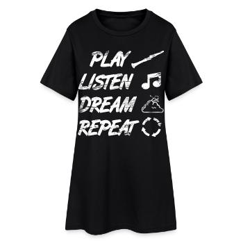 Jouer, écouter, rêver, répéter - Robe T-shirt Femme - noir - Devant