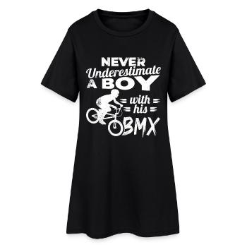 kleiner BMX Fahrer - Frauen T-Shirt-Kleid - Schwarz - Vorne