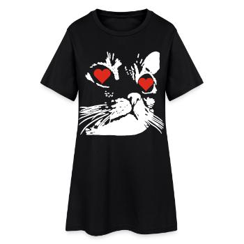 Un amour de chat blanc - Robe T-shirt Femme - noir - Devant