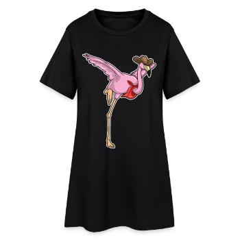 Chapeau de cow-boy Flamingo - Robe T-shirt Femme - noir - Devant