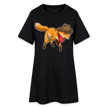Fuchs Cowboy Cowboyhut - Frauen T-Shirt-Kleid - Schwarz - Vorne