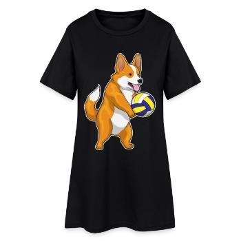 Corgi Volley-Joueurs Volley-ball Volley-ball - Robe T-shirt Femme - noir - Devant