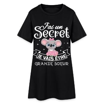 J'ai un secret, Je vais être Grande Soeur Annonce - Robe T-shirt Femme - noir - Devant