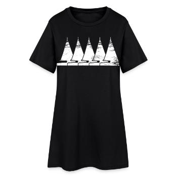 Sailing Ship Drawing - Women’s T-Shirt Dress - black - Front