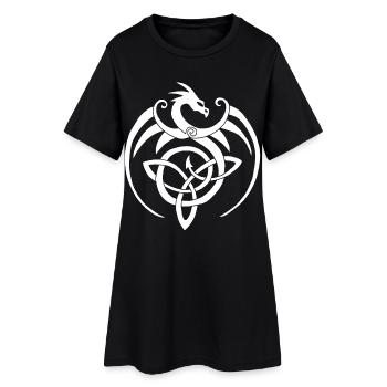 Dragon blanc et symbole celte - Robe T-shirt Femme - noir - Devant