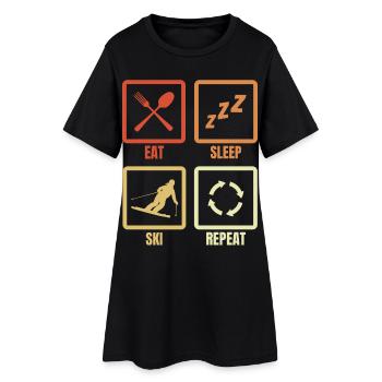 Manger, dormir, skier, répéter - Robe T-shirt Femme - noir - Devant