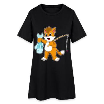 Pêche au chat pêcheur - Robe T-shirt Femme - noir - Devant